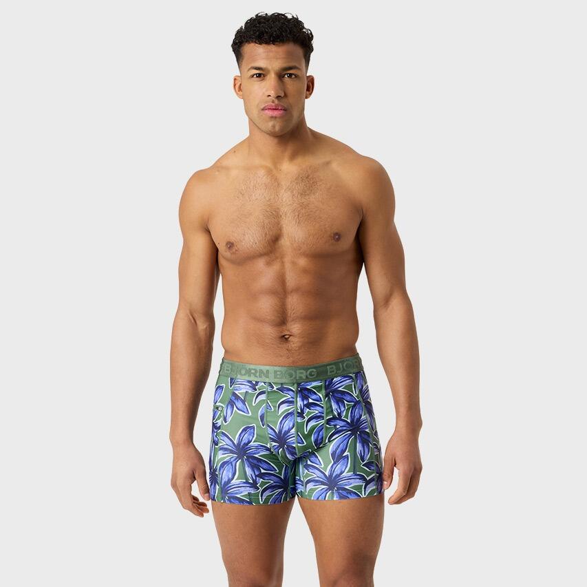 Heren Rits Zwemboxer Stretch Flowers Groen & Blauw 2/7