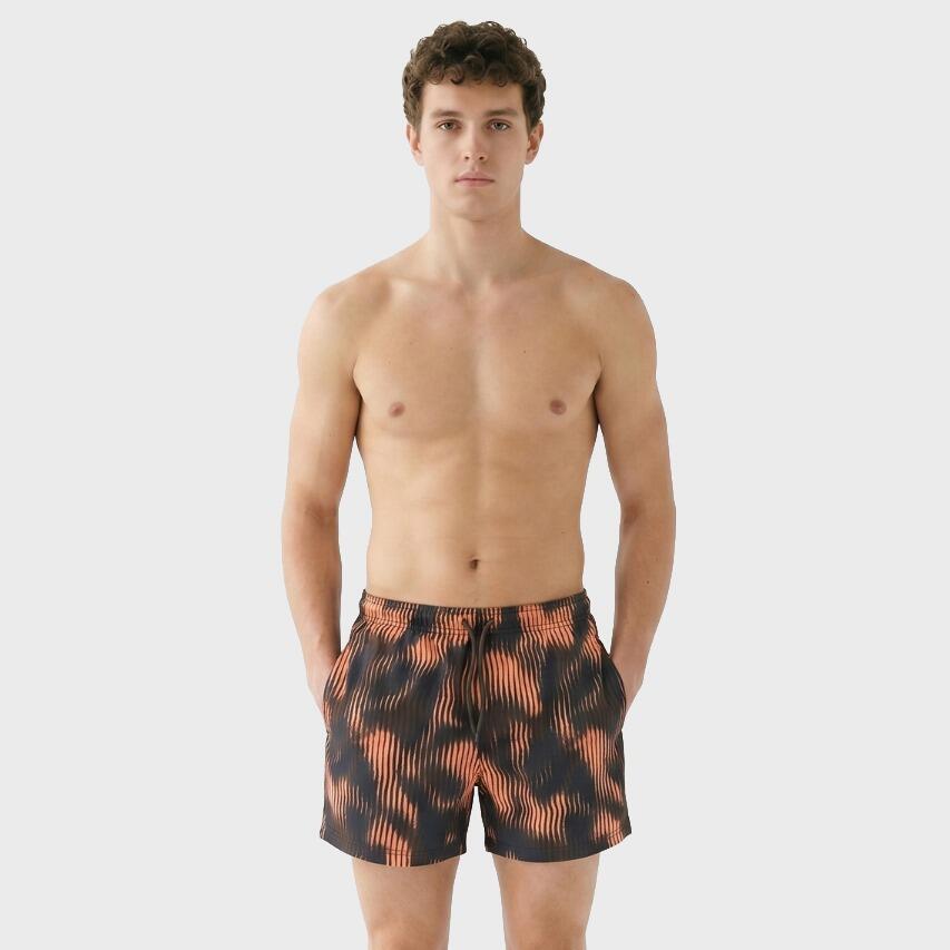 Heren Zwemshort Shell AOP Zwart & Oranje Multi 2/4
