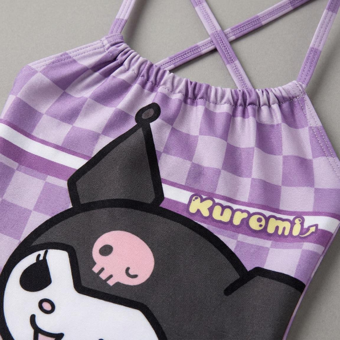 Maiô infantil Hello Kitty Kuromi com alças cruzadas e secagem rápida na cor 3/6