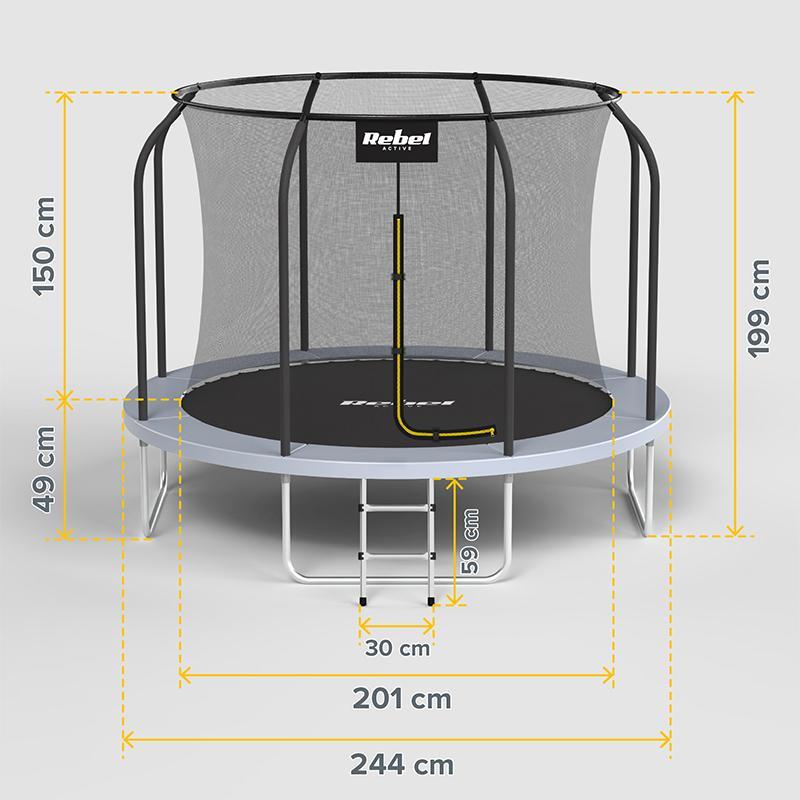Trampolina ogrodowa dla dzieci Rebel Active z siatką ochronną 8ft/244 cm 6/7