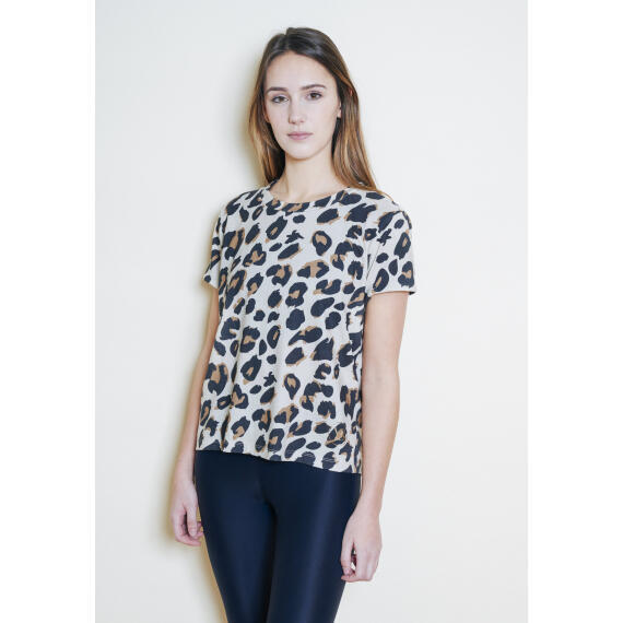 T-shirt manches courtes, 100% coton italien, léopard