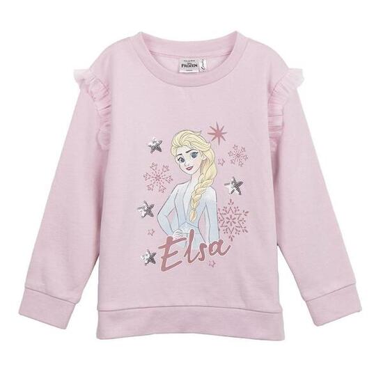 Sweat-shirt enfant La Reine des Neiges en coton doux avec intérieur brossé, rose