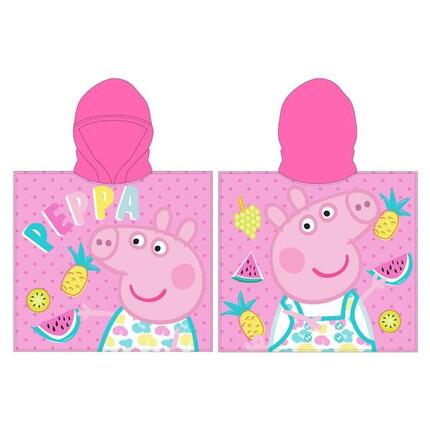 Poncho Toalla de Microfibra Enfant Peppa Pig avec Capucha Rosa 55x110