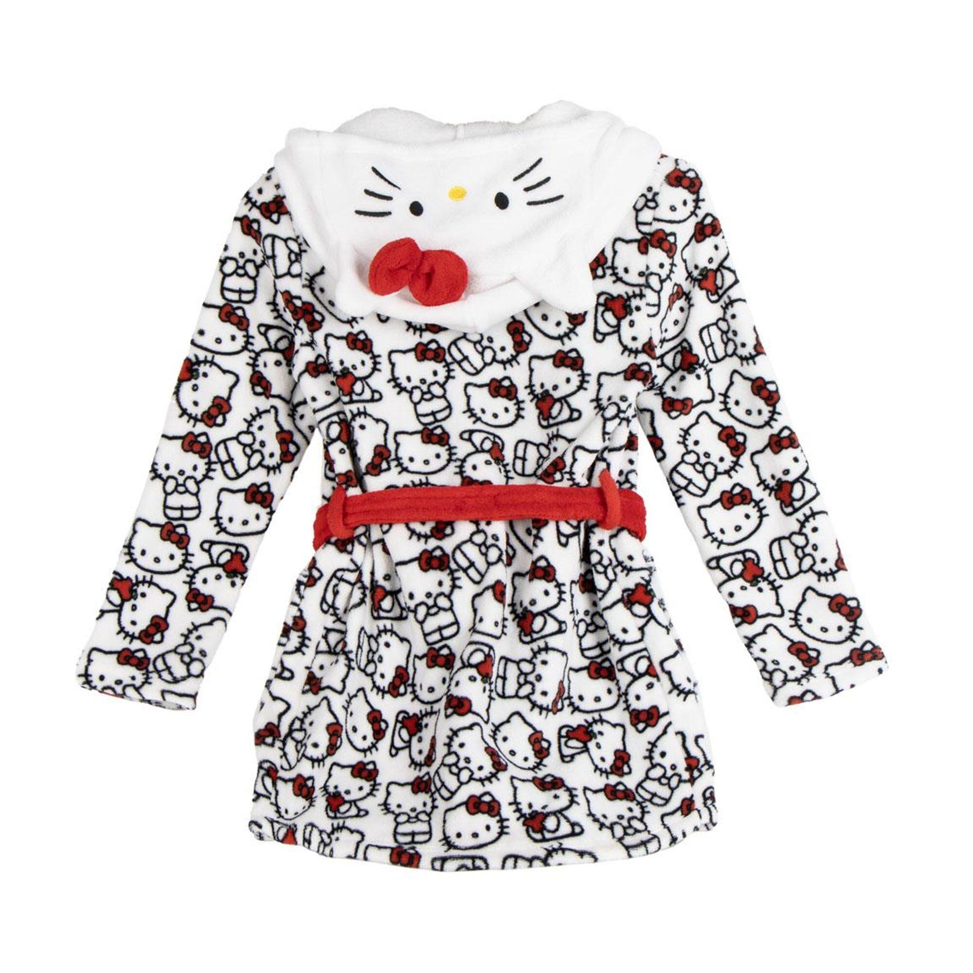 Albornoz Infantil Hello Kitty Coral Fleece com Capucha e Cinturón Blanco 2/2