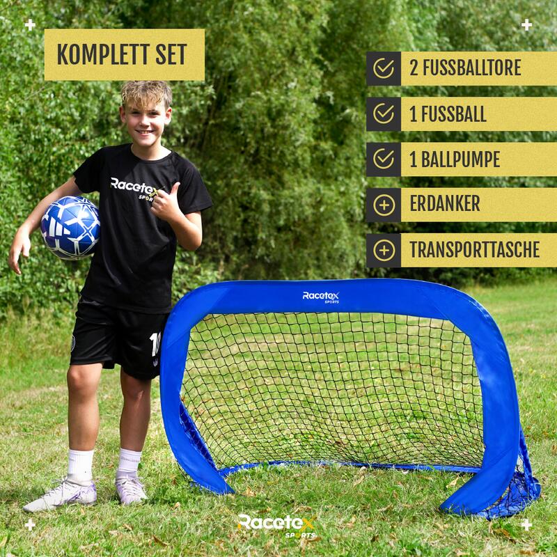 RACETEX 2 Pop-Up Fußballtore mit Ball und Pumpe 6/6