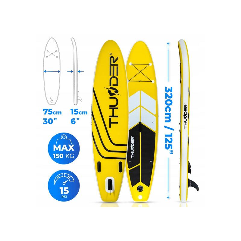 Set cu placa gonflabila Sup, Thunder, COAST YELLOW 320, 320 x 75 x 15 cm, Galben