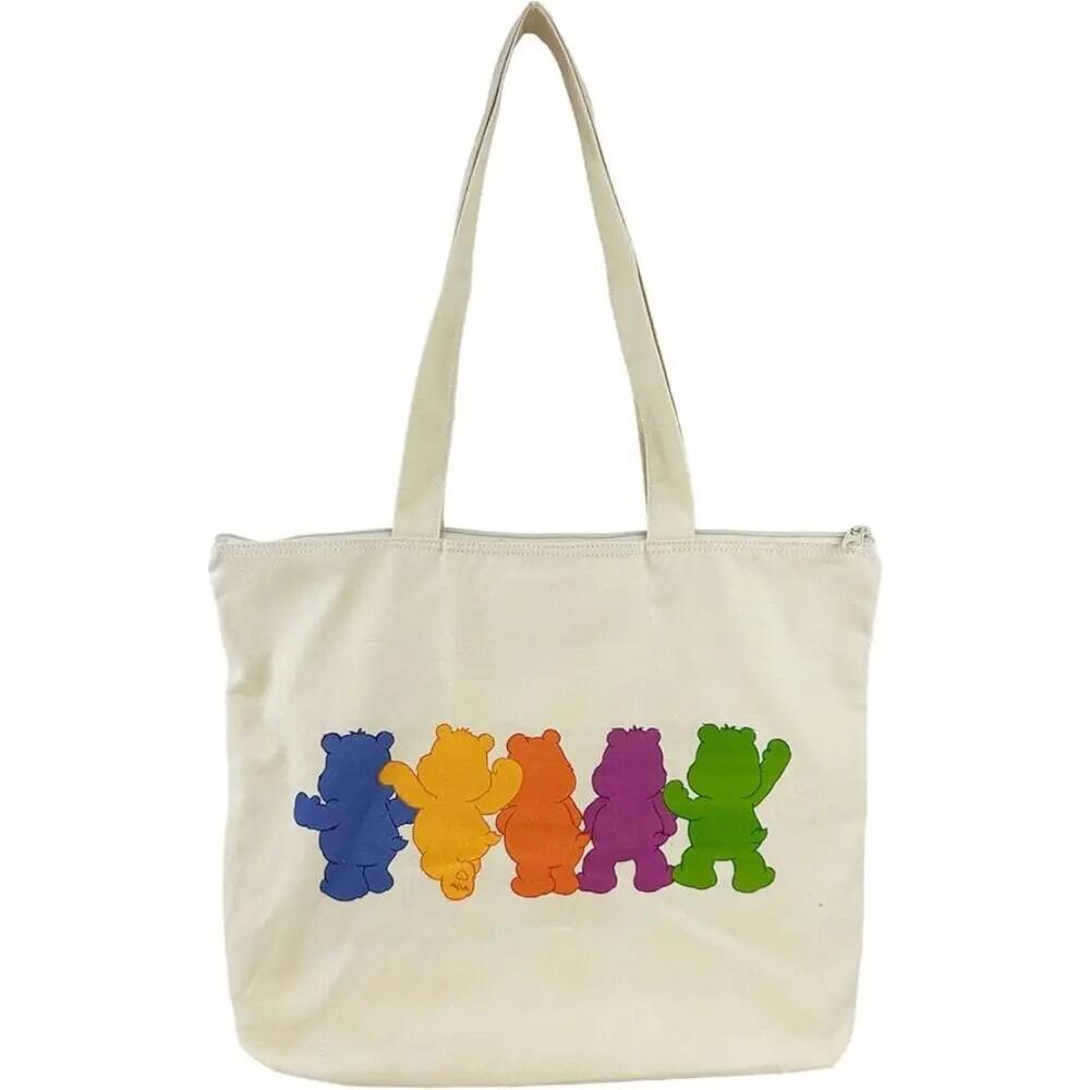 Bolsa Shopping Infantil Osos Amorosos de Algodón con Cremallera Beige 4/4