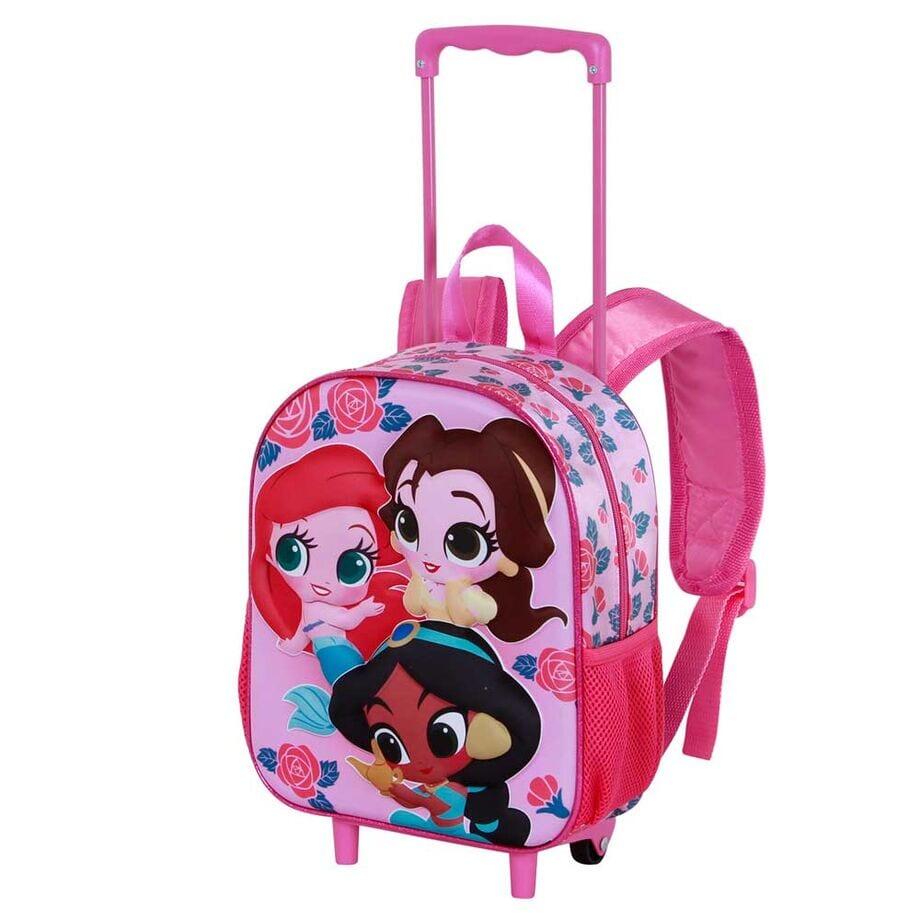 Mochila Trolley Con Ruedas Guardería 3D Princesas Flowers 4/7