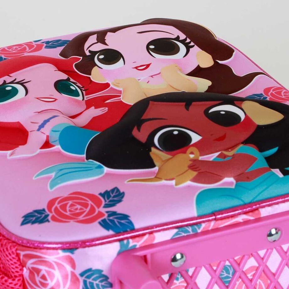 Mochila Trolley Con Ruedas Guardería 3D Princesas Flowers 3/7