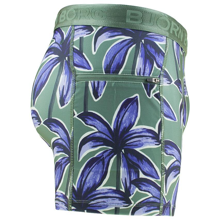 Heren Rits Zwemboxer Stretch Flowers Groen & Blauw 7/7
