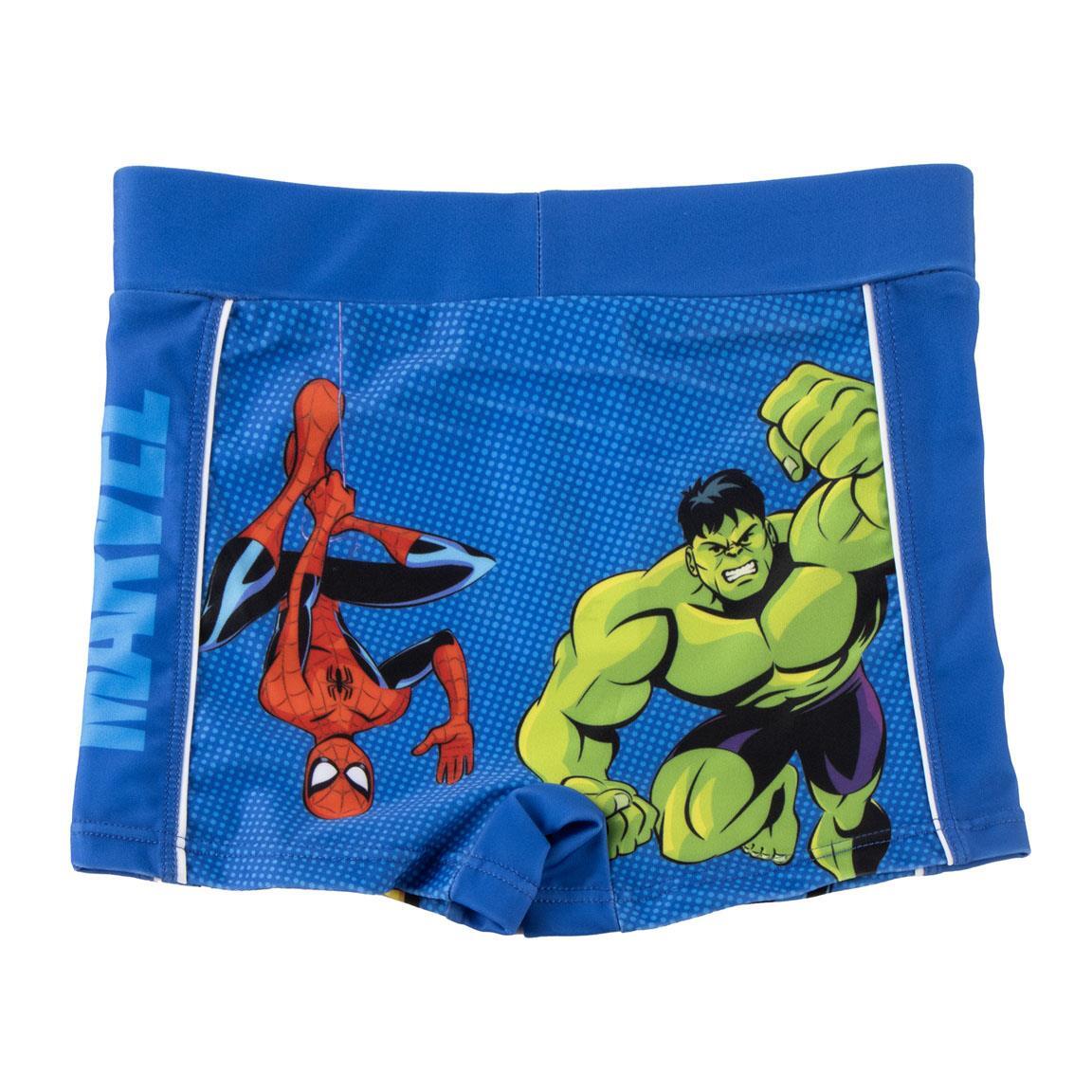 Calção de banho boxer infantil dos Vingadores, em poliéster e elastano, de 2/4