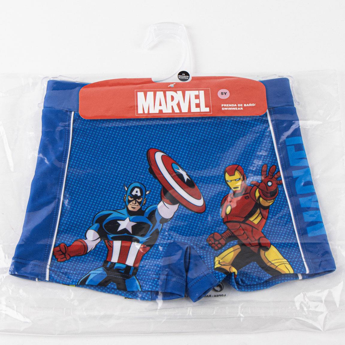 Calção de banho boxer infantil dos Vingadores, em poliéster e elastano, de 4/4