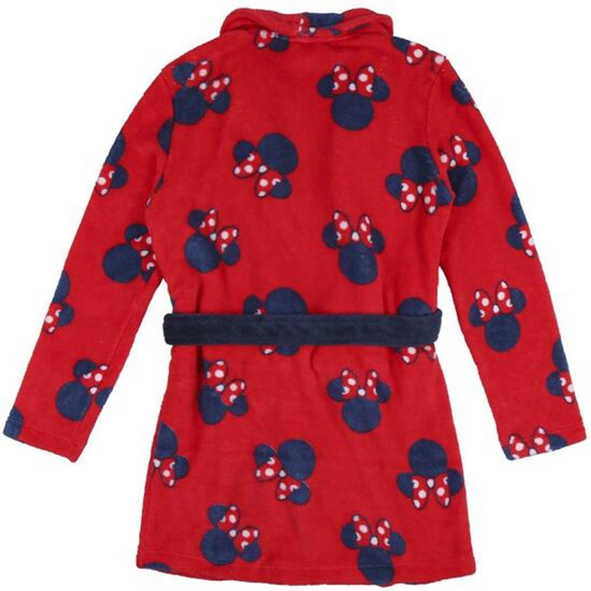 Albornoz Infantil Minnie Coral Fleece para Baño e Ducha Rojo com Cinturón 2/2