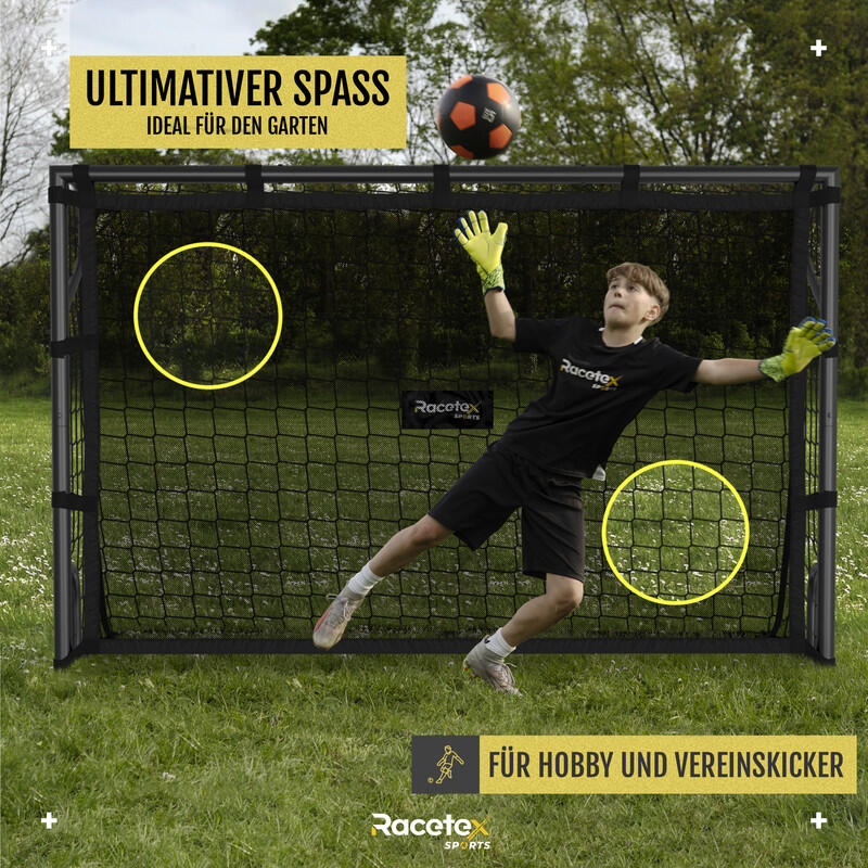 RACETEX Goal Black – Schwarzes Stahl-Fußballtor mit abnehmbarer Torwand 5/5