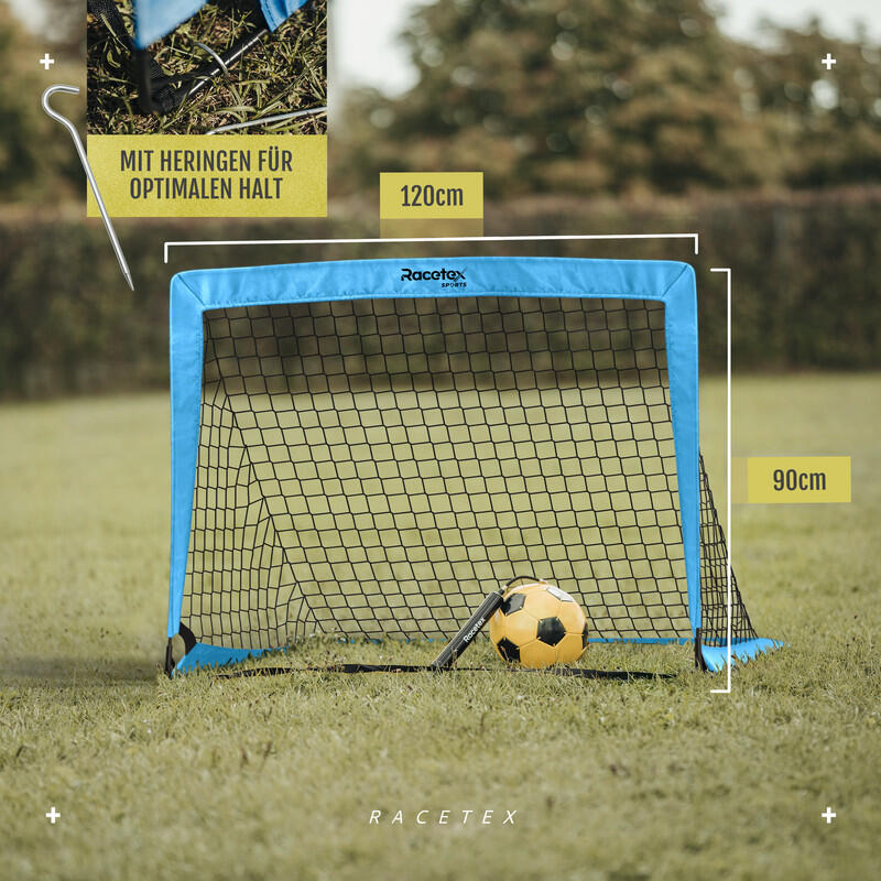 RACETEX 2er Pop-Up Fußballtor Set Kinder, hellblau 3/7