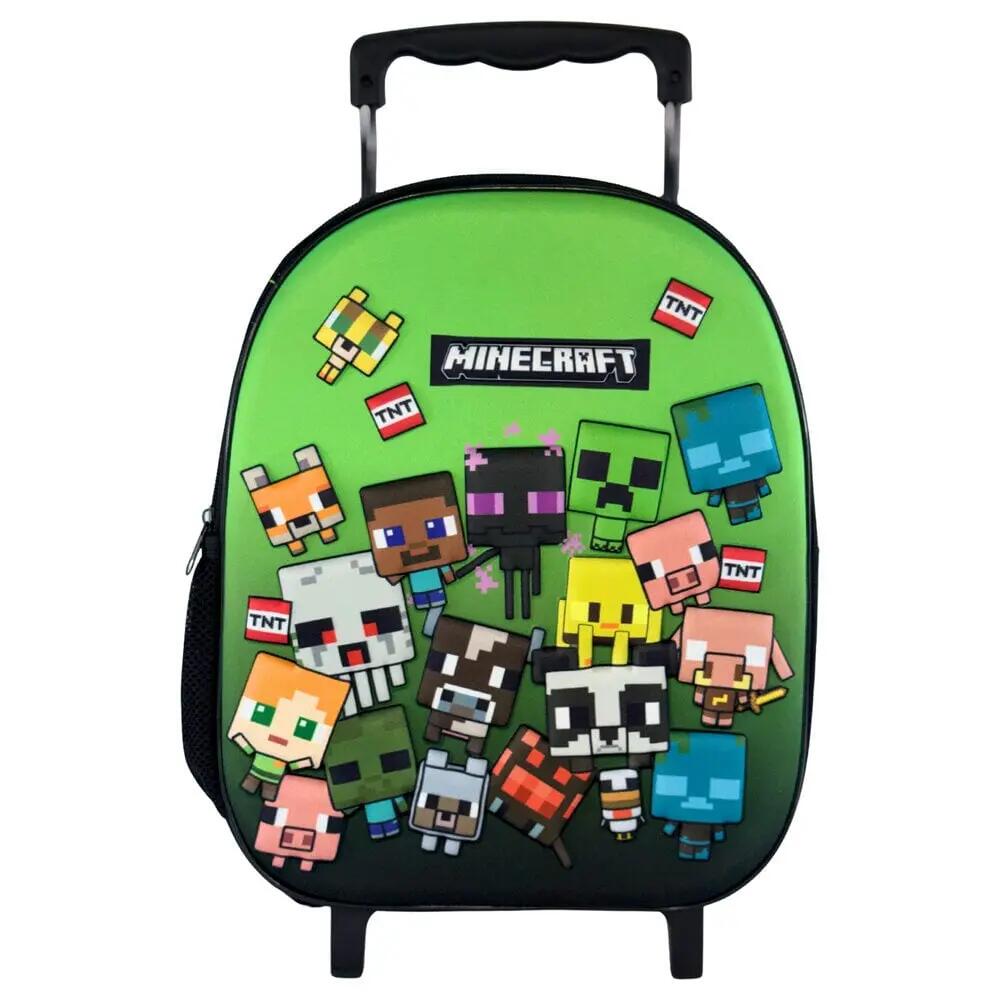 Carrinho infantil Minecraft 3D com alça telescópica e rodas - Verde 4/4
