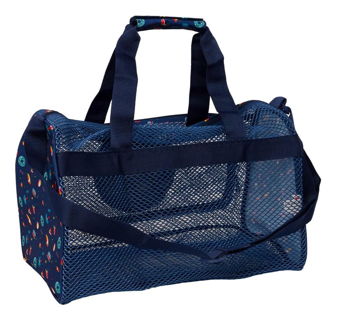 Borsa da spiaggia per adulti con tracolla regolabile e tasca - Blu 2/4