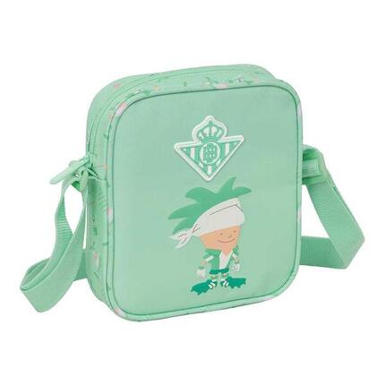 Petit sac bandoulière Real Betis pour adulte avec poche avant, noir et vert
