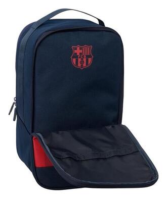 Borsa porta scarpe doppia per bambini FC Barcelona con cerniera e manico blu