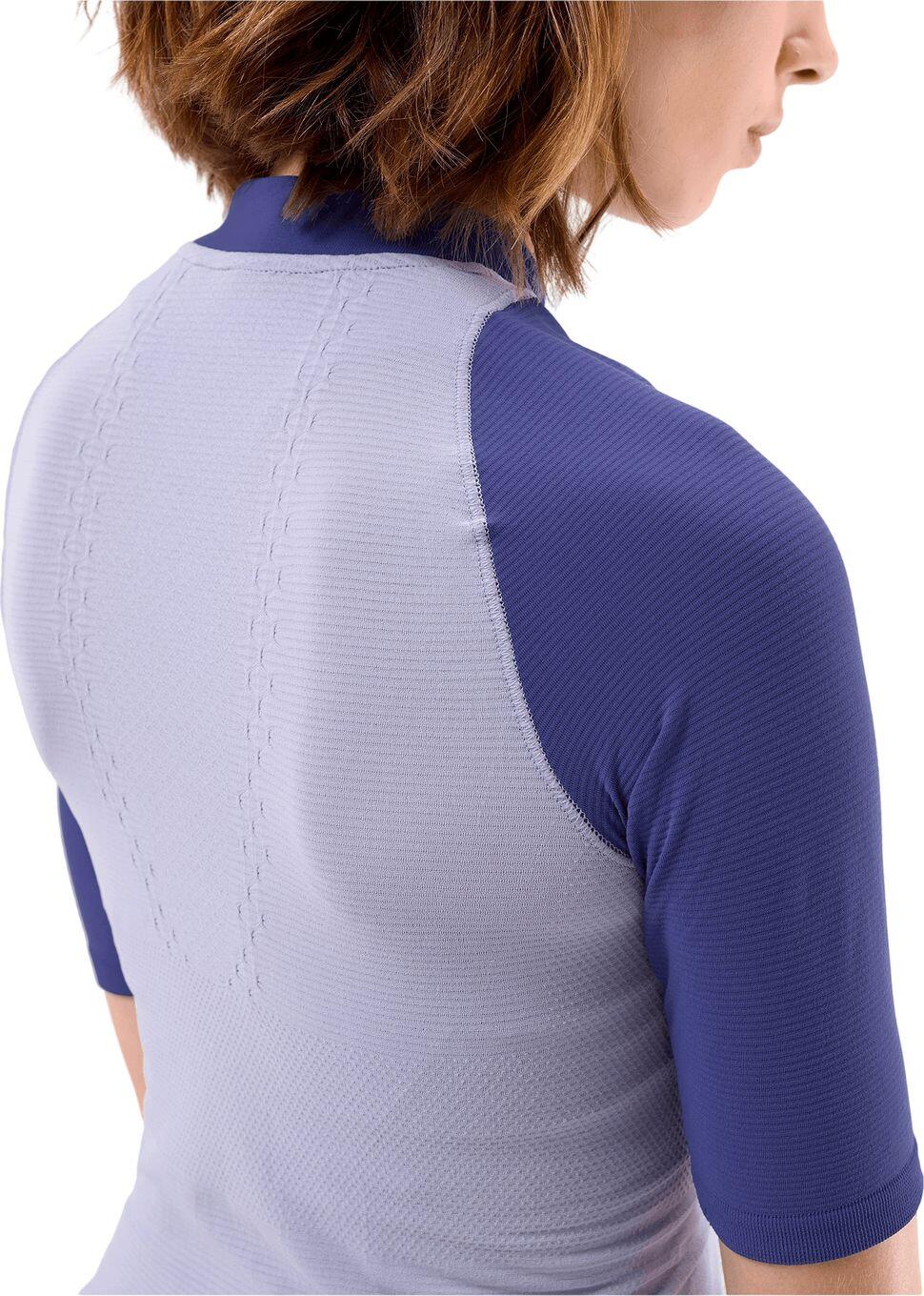 Maglia a maniche corte Compressport Trail Racing Postural, viola, da donna 4/4