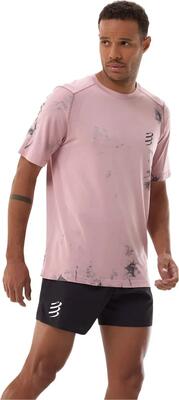 Compressport performance eat my dust! korte mouwen shirt, roze, heren