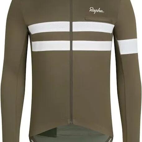Maillot longues Rapha Brevet Jersey Kaki/Blanc Homme