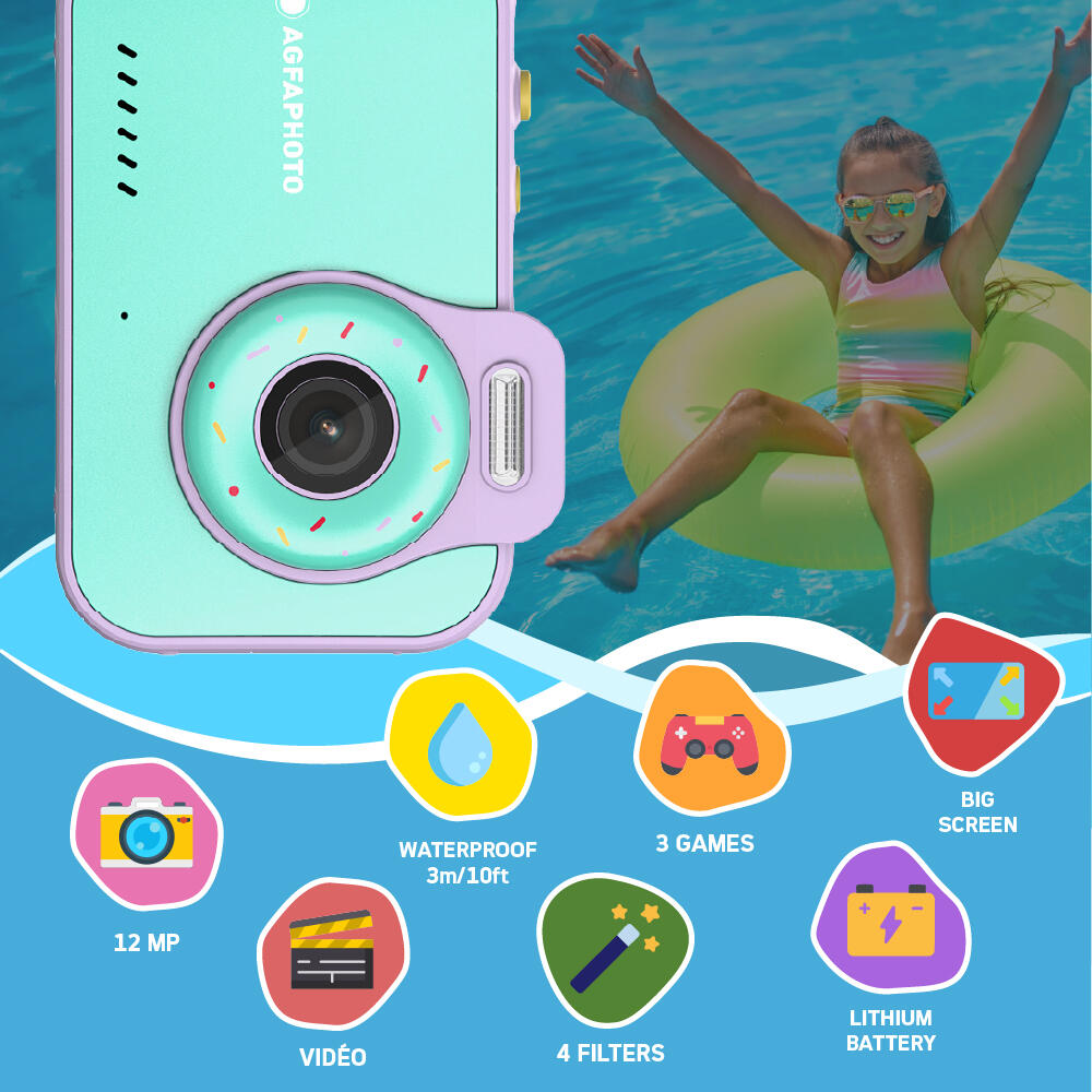 AGFAPHOTO Realikids Cam Waterproof 12MP Câmara para crianças - Azul 2/7