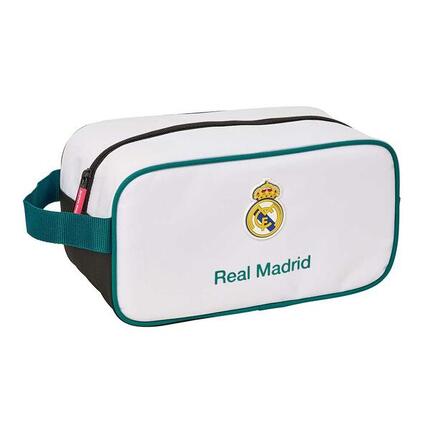 Real Madrid Kinderschuhtasche mit robustem Tragegriff, Schwarz und Weiß