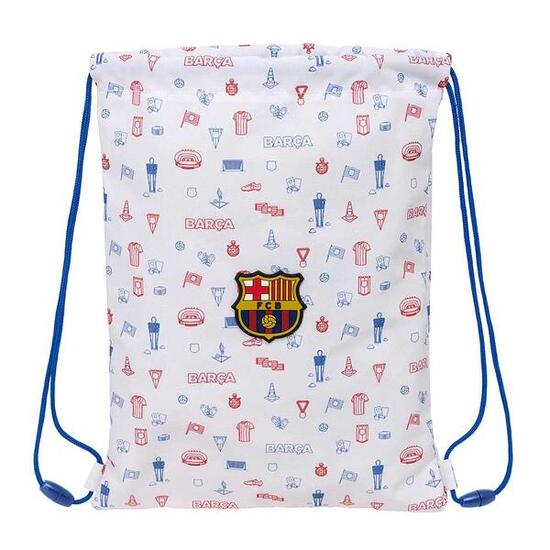 Sac à cordon plat pour enfant FC Barcelone avec poche intérieure blanche