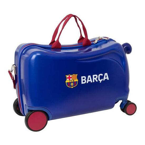 Valise à roulettes pour enfant FC Barcelone, ABS avec roues pivotantes, bleue