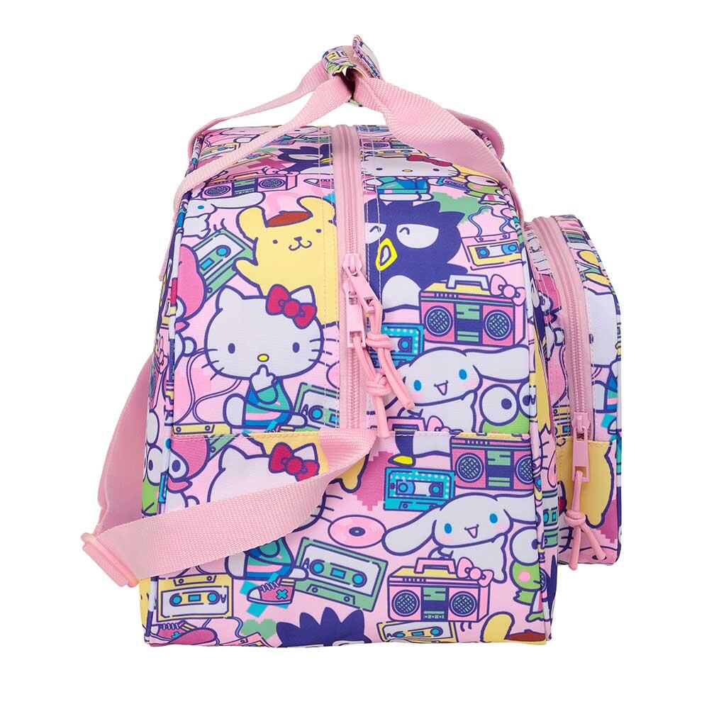Sacola para sapatos infantil Benetton Vichy em poliéster com alça e zíper, rosa. 3/3