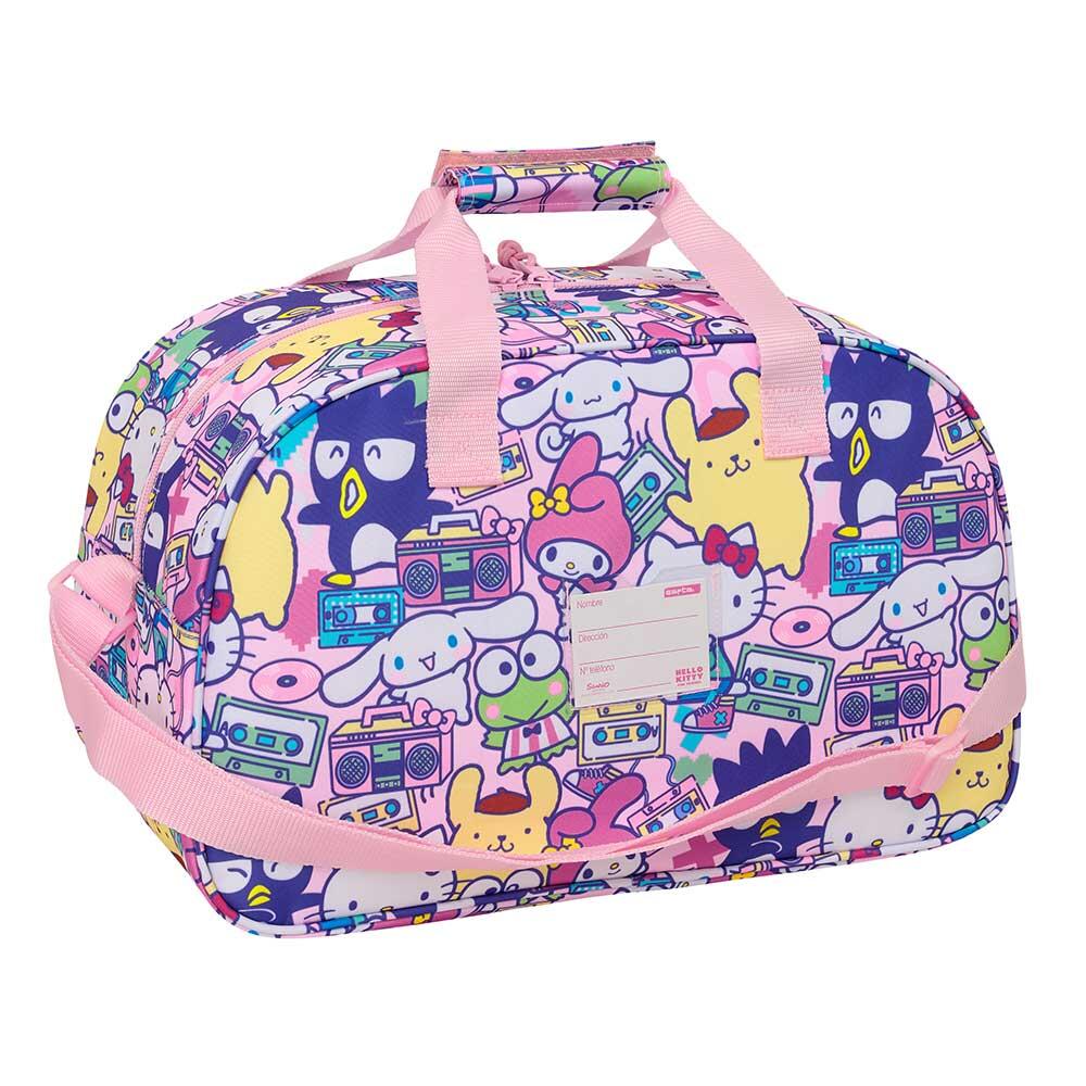 Sacola para sapatos infantil Benetton Vichy em poliéster com alça e zíper, rosa. 2/3