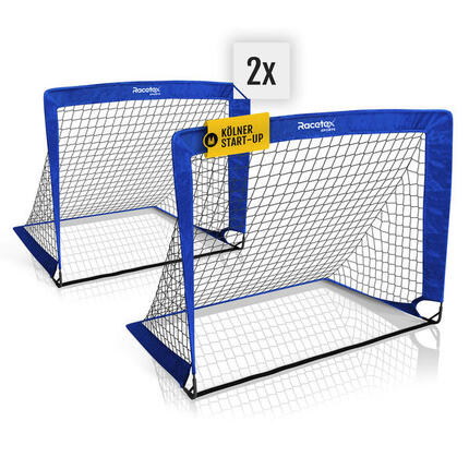 RACETEX 2er Pop-Up Fußballtor Kinder Set, Neongrün
