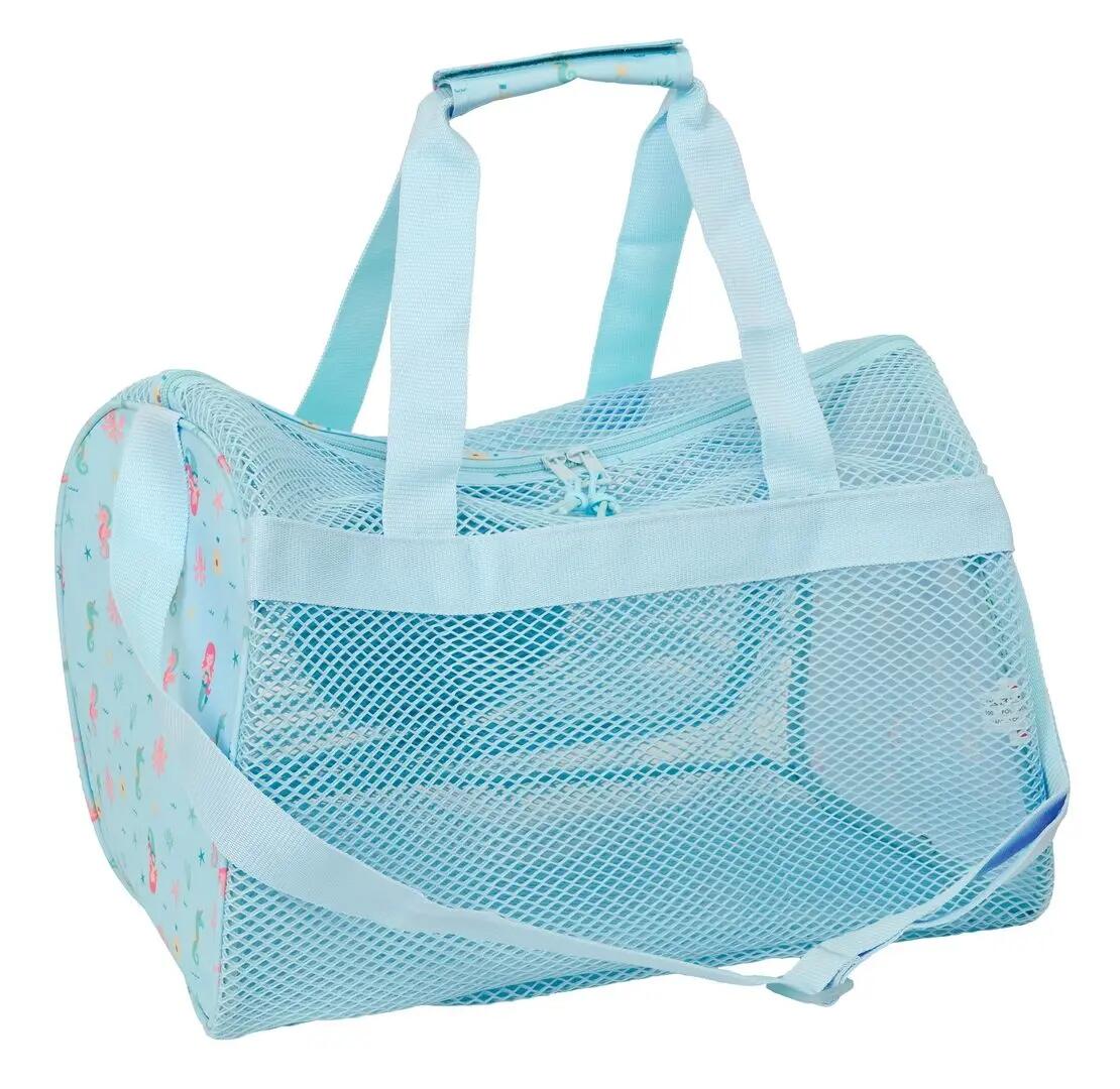 Borsa da spiaggia per bambini a tema sirena con tracolla regolabile e tasca 2/4