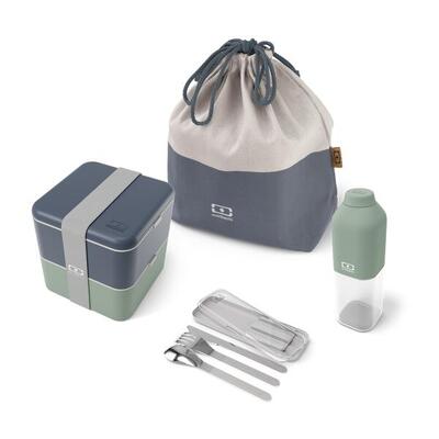 Set porta pranzo 2×850ml - 17L blu/verde accessori|Adulto|Ufficio picnic