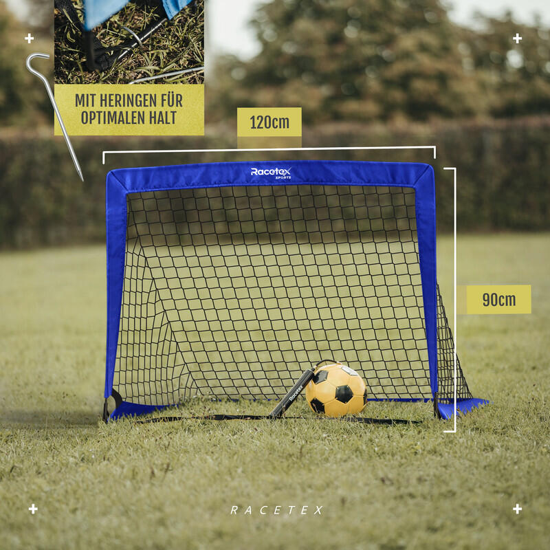 RACETEX 2er Pop-Up Fußballtor-Set Kinder, blau 3/7