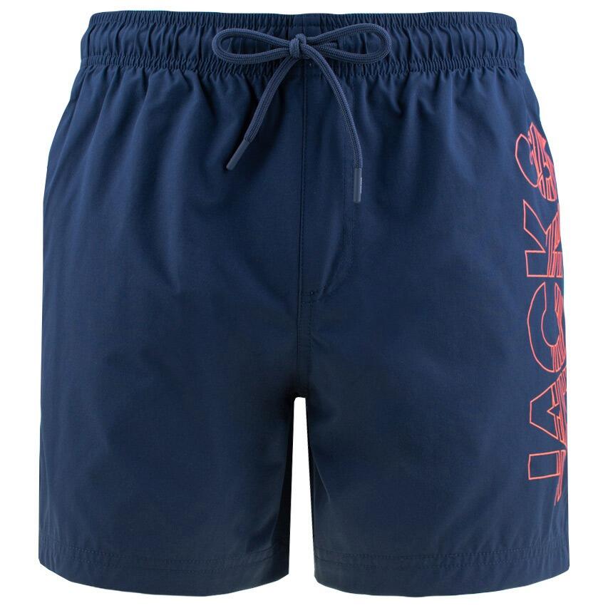 Heren Plus Size Zwemshort Wave Logo Blauw 3/5
