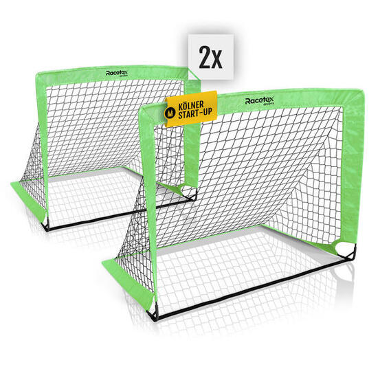 RACETEX 2er Pop-Up Fußballtor Kinder Set, Neongrün