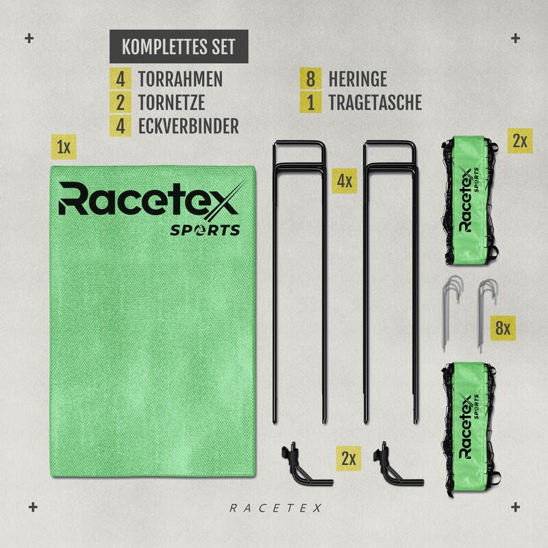 RACETEX 2er Pop-Up Fußballtor Kinder Set, Neongrün 2/7