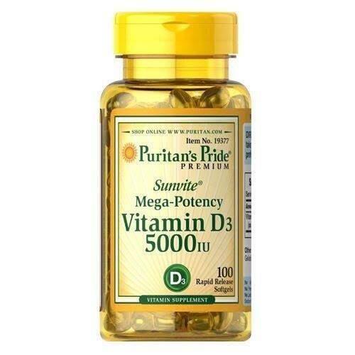 Zdrowie i uroda Puritan'S Pride  Vitamin D3 5000 IU 100softgels.