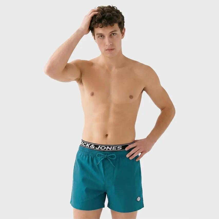 Heren Double Waistband Zwemshort Surf Blauw 2/6