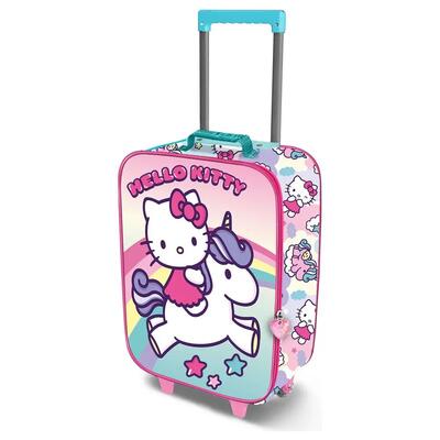 Borsa sportiva per bambini Hello Kitty modello trolley 2 ruote 3D rosa