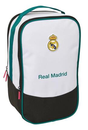 Sac à chaussures enfant Real Madrid avec poignée résistante, noir et blanc