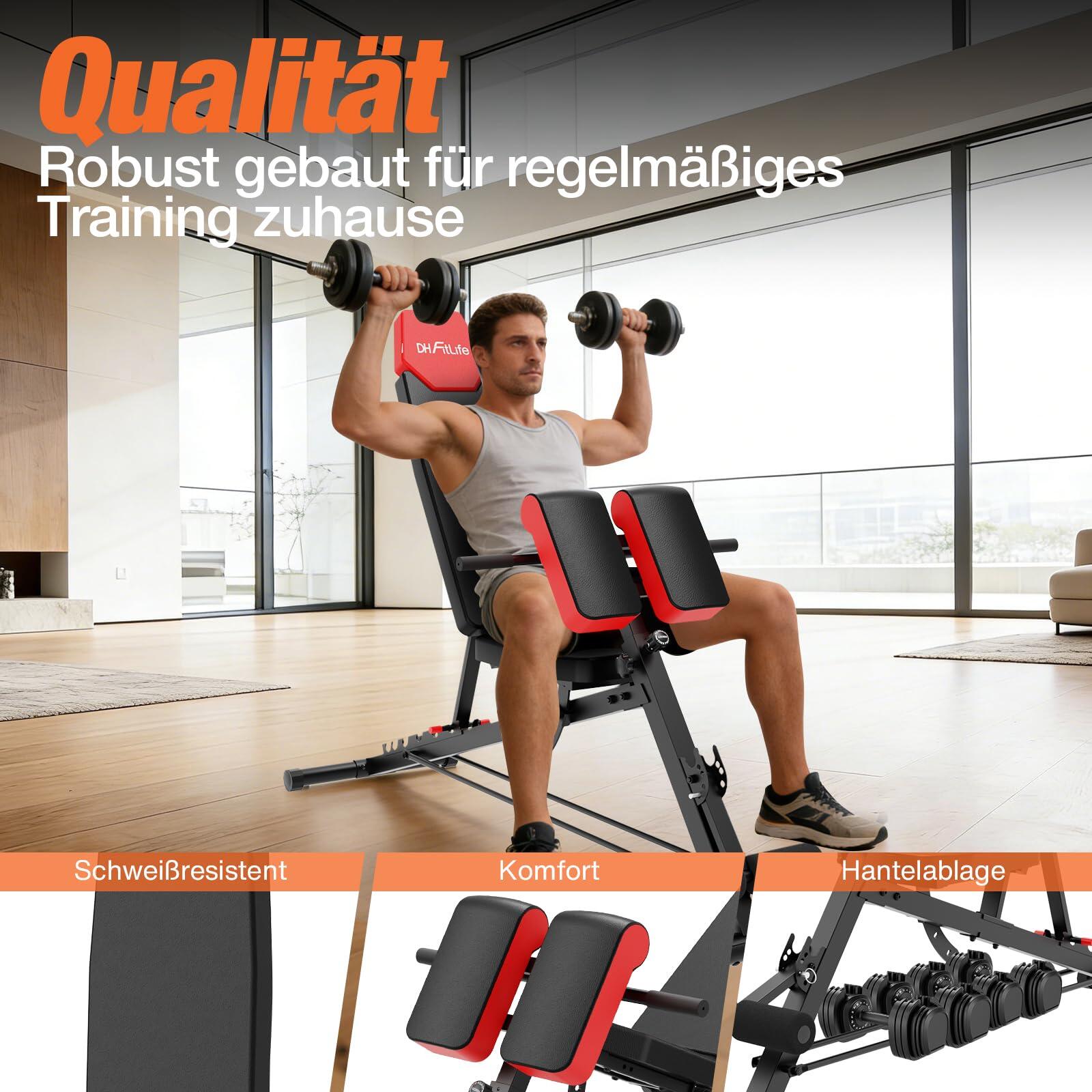 Hantelbank verstellbar 6-in-1 Trainingsbank 350kg Hyperextension - Pro 6/7
