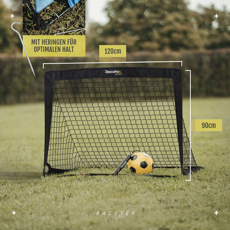 RACETEX 2er Pop-Up Fußballtor Kinder Set, Schwarz 2/6