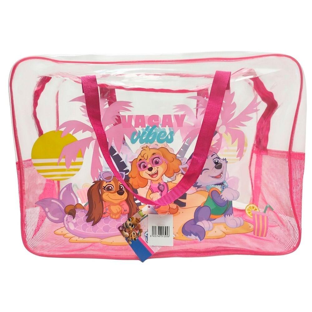 Bolsa de praia infantil da Patrulha Canina, em PVC transparente com alças 2/3