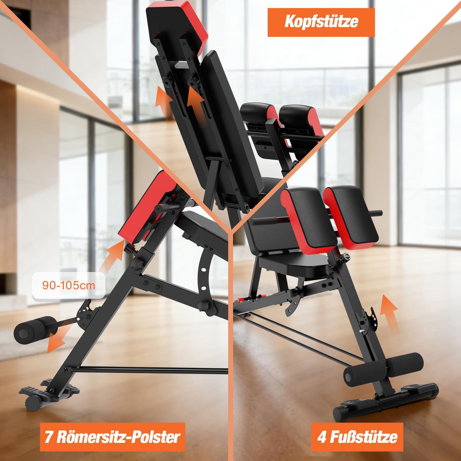 Hantelbank verstellbar 6-in-1 Trainingsbank 350kg Hyperextension - Pro 4/7