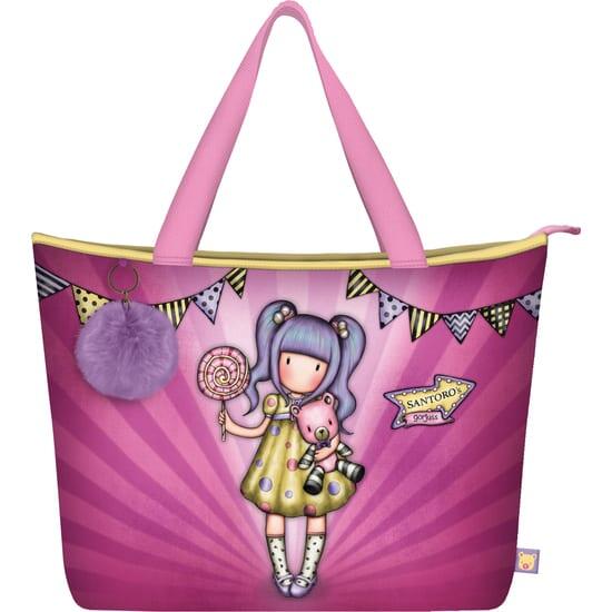 Sac de sport enfant Benetton Vichy avec bandoulière et poche, rose