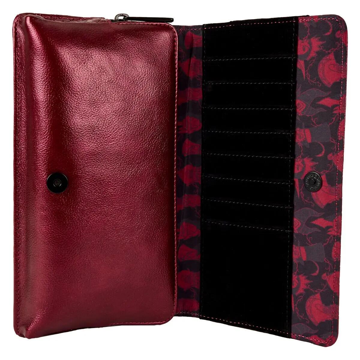 Bolso Bandolera Adultos Villanas con Cadena y Tachuelas Burdeos 3/4