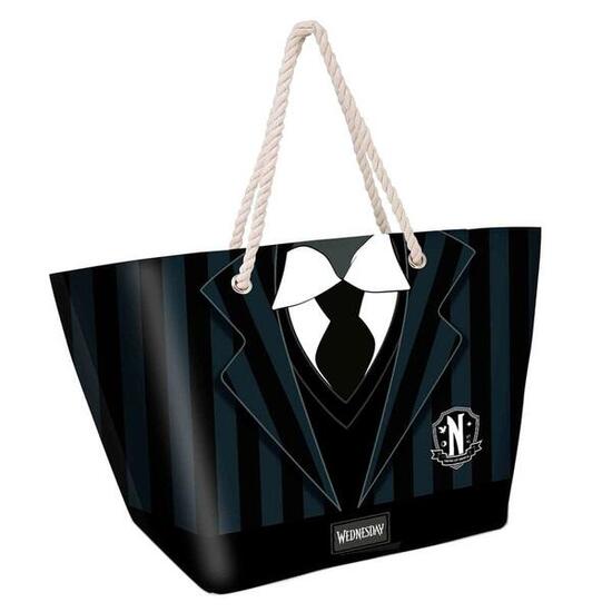 Sac de plage pour enfants Wednesday avec poignées en corde noire résistante